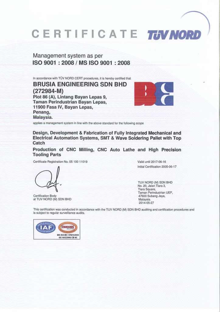 Brusia - QMS RC Original Certificate 14 (DSM)